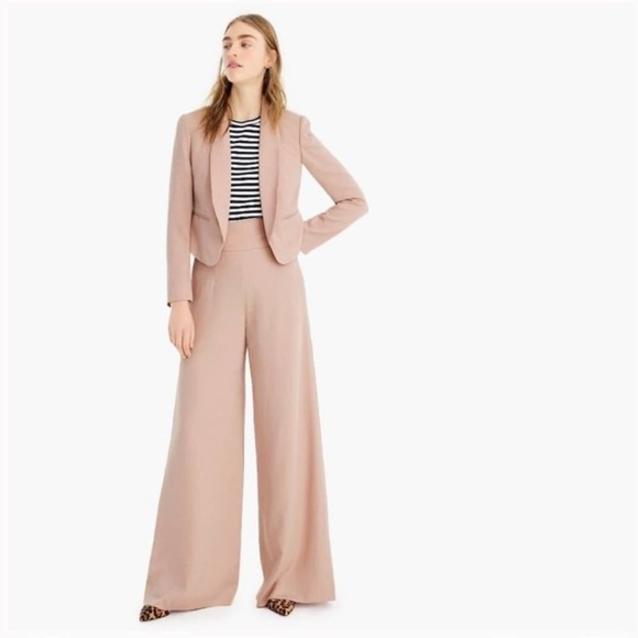 J. Crew Pants - J.Crew Full-Length High-Rise Wide Leg Pant Tencel Dobby Neutral Blush Pink 6